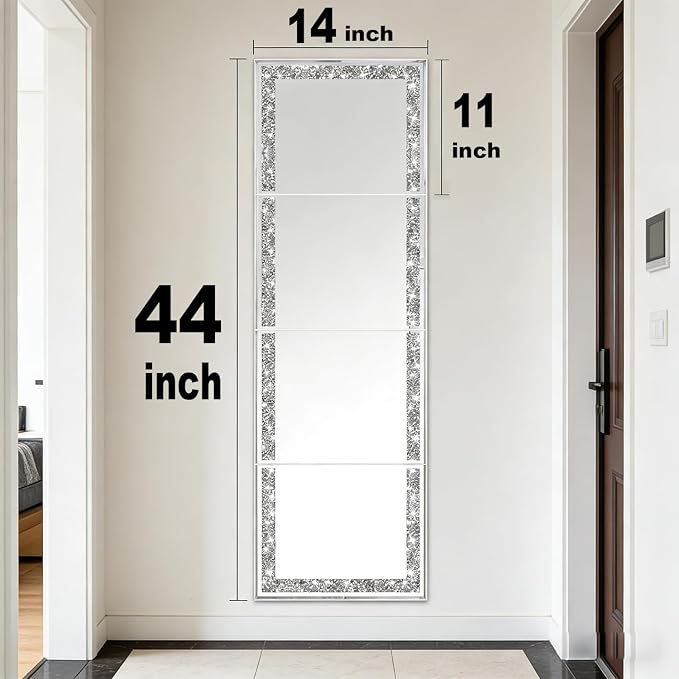 ZOLAPI Glamorous Crystal Crush Diamond Design – Adorned with Sparkling Crushed Diamond Trim Along the Edges, This Frameless Mirror adds a Touch of Luxury and Elegance to Any Space(11x14 inch 4pcs) - Image 6