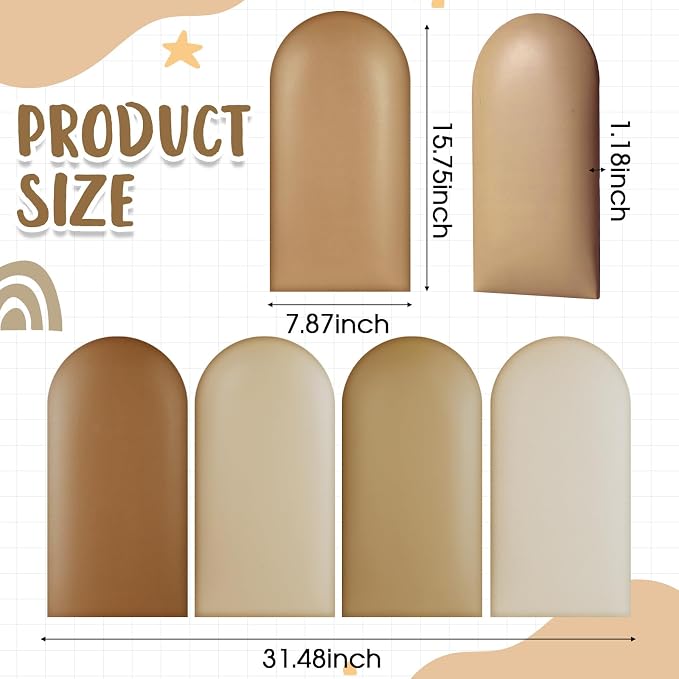 Jetec 4 Pcs Kids Wall Padding Panels, 1.18 Inch Thick Foam Wall Protector, 15.75 x 7.87 Inch Soft 3D Brown Safety Panels for Nursery & Playroom - Image 2