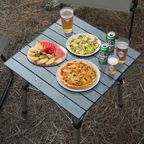 Folding Camping Table, Portable Lightweight Beach Tables for Sand Foldable, Aluminum Roll-up Folding Square Table for Outdoor Camping, Picnic, Card, Travel - Image 2