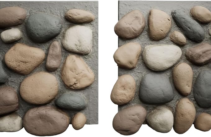 EverStone River Rock Faux Rock Panel, 49"W x 24 3/4"H x 3"D, Pebble Mix Color - Image 8