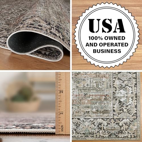 ReaLife Rugs Machine Washable Area Rug Runner - Living Room Bedroom Bathroom Kitchen Entryway Office - Padded Low Pile Stain Resistant Premium - Boho Farmhouse Vintage - Lyle - Brown 2'6" x 8' - Image 4