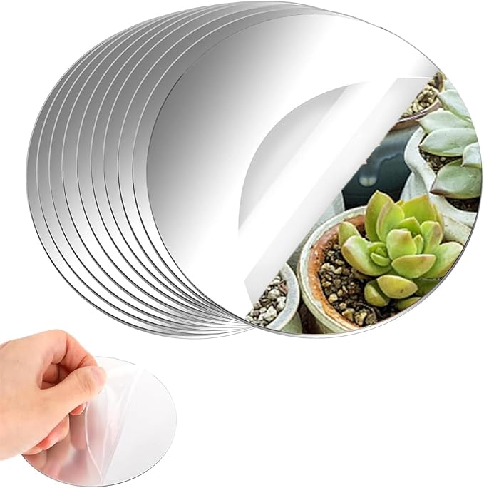 12PCS Round Mirror Tiles for Centerpieces, Mirror Trays Flat 8inch Circle Mirrors for Tables Mirror Centerpieces, Circle Mirror Candle Plates for Table Centerpieces Wedding Party Centerpieces by LUDEOU