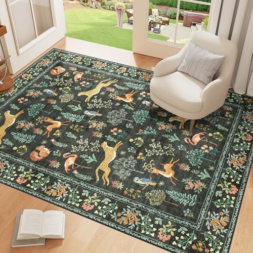 DUKINO 3x5 Rug, Washable Animal Area Rug for Bedroom Non Slip, Black - Image 2
