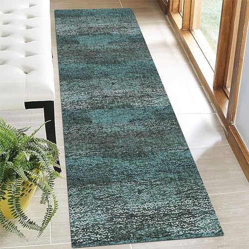 RUGSURE Washable Area Rug - 1/6 Thick - Stain & Water Resistant Non-Slip - Resistant Rug for Living Room, Bedroom, Nursery, Pet & Child Friendly, Vintage Charm Area Rugs (Green, 2'6'' x 8') by RUGSURE