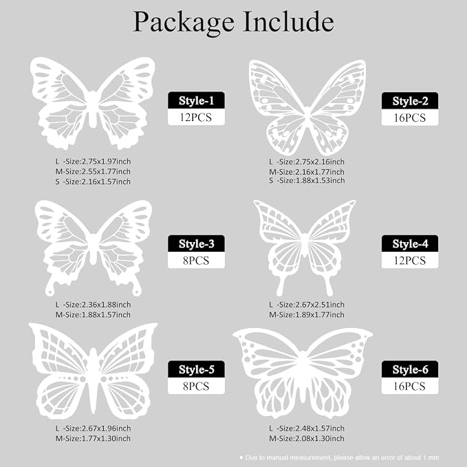 White Butterfly Wall Decals - 72 pcs 3D Butterflies Removable Mural Wall Stickers for Home Room Bedroom Decoration - Image 6