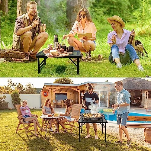 Small Folding Table for Camping Picnic Grill,Garden BBQ Side Table-Portable Lightweight,Compact,Height Adjustable Patio Outdoor Table with Carry Bag - Image 4