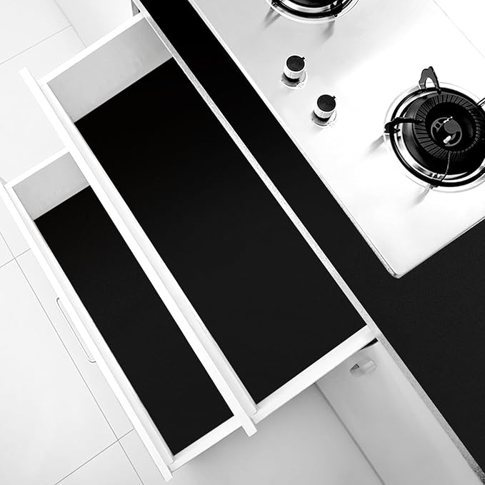 Black Contact Paper Solid Black Peel and Stick Wallpaper 17.3"x300" Matte Self Adhesive Waterproof Vinyl Roll for Bathroom Kitchen Backsplash Cabinets Shelf Liners Drawers - Image 5