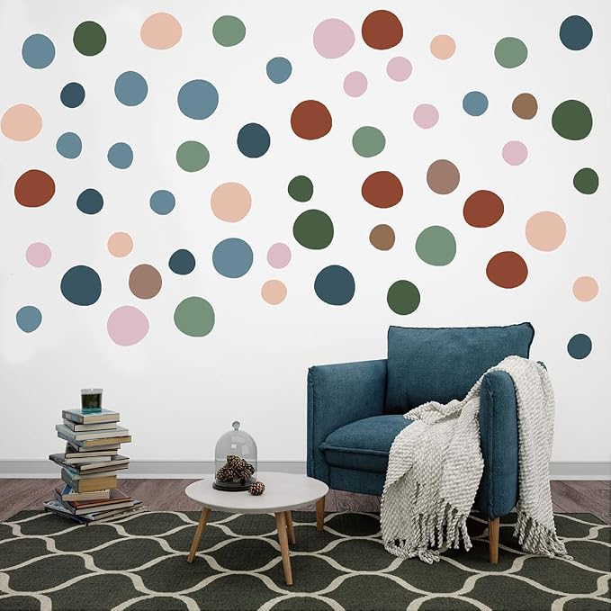 300 Pcs Unique Removable Boho Earth Tone Dot Vinyl Wall Decals Set | 10 Sheets Waterproof Peel & Stick Matte Circle Stickers for Bedroom, Living Room & Accent Wall Decor(Mixed Size 1.2–2 in) - Image 5