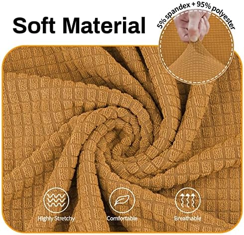 Asnomy Stretch Couch Covers Washable,loveseat Cover Slipcovers,Golden - Image 3