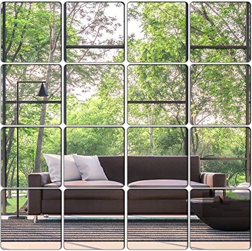 Removable Acrylic Mirror Setting Wall Sticker Decal DIY Modern Decoration for Home Living Room Bedroom Decor (15 pcs 20cmx20cm). by KimDaro