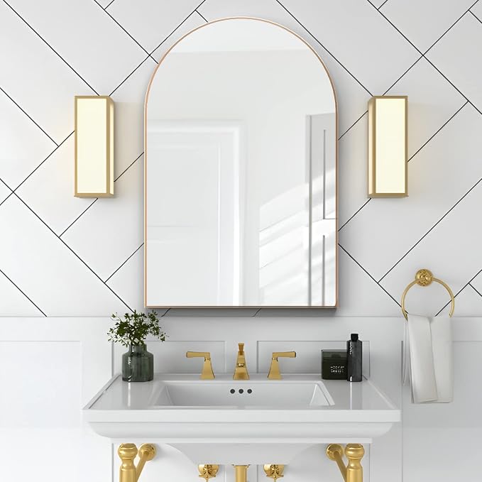 Arched Wall Mirror for Bathroom,20"x30" Arched Mirror Wall Mounted Mirror with Metal Frame, Gold Vanity Mirror Decor for Mantle, Bedroom, Entryway, Living Room - Image 5