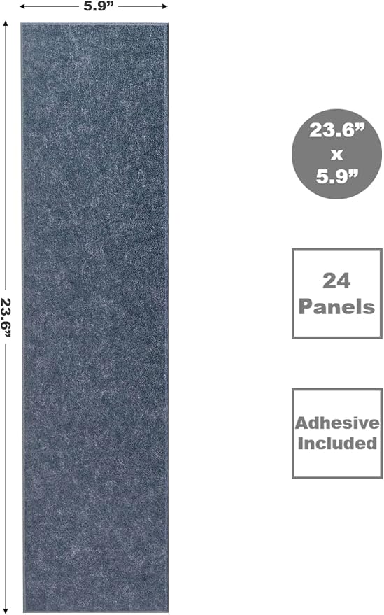 Shiplap Felt Wall Panels for Bedroom & Office, Peel and Stick, Sound Absorbing - 24 Pack Felt Wall Tiles with Adhesive - Denim Blue - Image 2