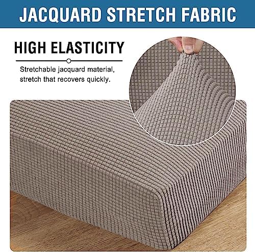 H.VERSAILTEX Super Stretch Individual Seat Cushion Covers Sofa Covers Couch Cushion Covers Slipcover Sets Thick Jacquard Textured Twill Fabric (1 Piece Sofa Cushion Cover, Taupe) - Image 4