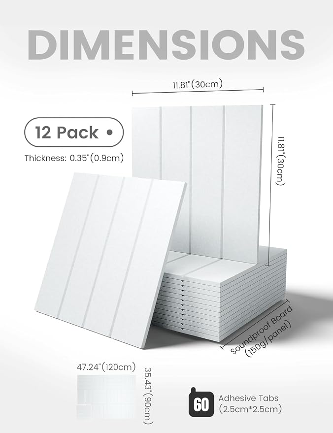 Fluxynara 48" x 36" Large Felt Bulletin Board, Cold White | 12 Pack Cork Board Alternative with 60 Safe Adhesive Tabs, Pin Boards for Wall Decor, Home, Office, Classroom,Dorm - Image 2