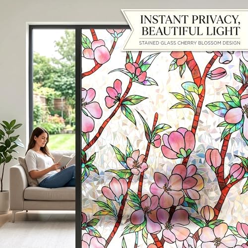 Peach Blossom 3D Prism Window Film Privacy Static Cling Anti UV 17.5x78.7in - Image 2