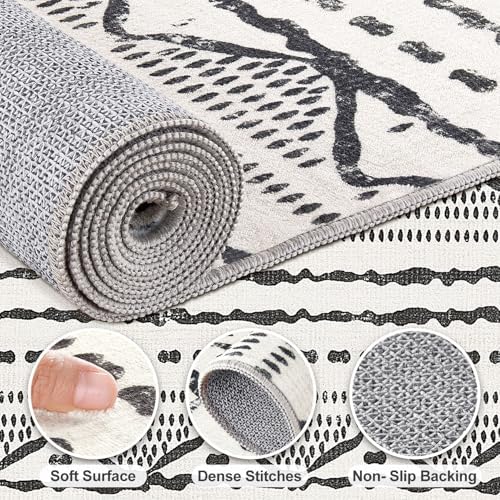 Nakagishi Black Rug Living Room Rugs: 10x14 Machine Washable Boho Large Neutral Modern Soft Moroccan Stain Resistant Indoor Floor Non Slip Accent Carpet for Bedroom Nursery Kids Playroom Office - Image 3