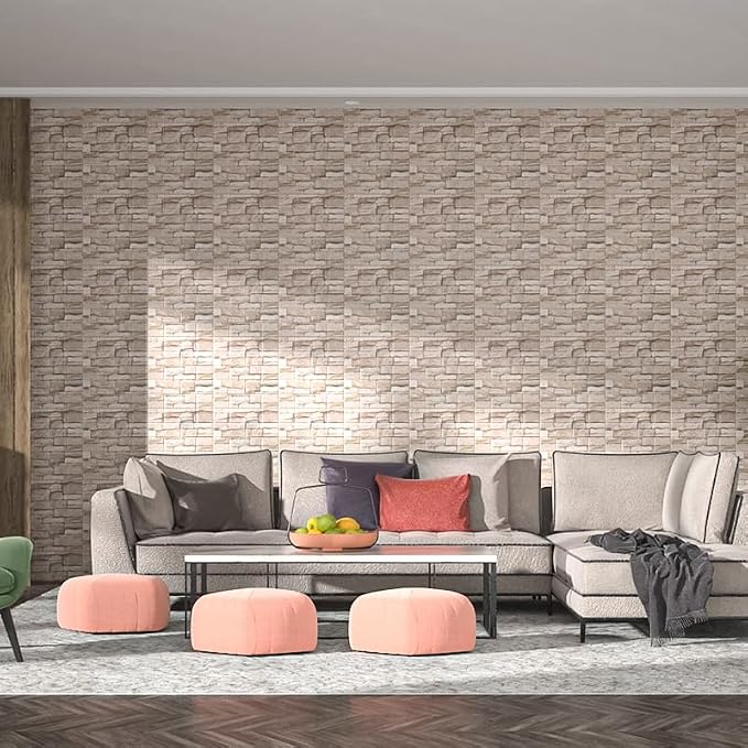 3D Wall Panels Peel and Stick Faux Foam Brick Wallpaper Covering | Retro Brick Rock 40 PCS 15"×13.7" Self Adhesive Stone Wall Tiles for DIY Interior Wall Decor - Image 5