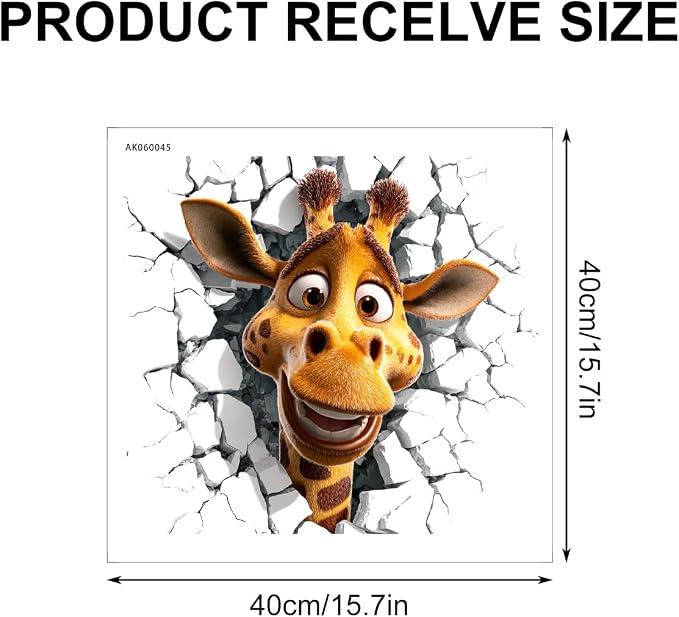 Giraffe Wall Decals Stickers, Funny Cartoon Animal Wall Art Peel and Stick, Removable Vinyl Wall Decor for Bedroom, Living Room, Office, Home Decoration - Image 2