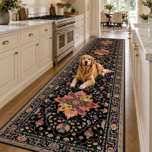 RELEANY Washable Area Rug, Runner 3'x12', Black/Colorful - Image 2