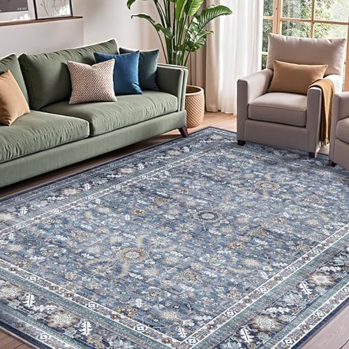 OPPODREAM Vintage Blue Area Rugs 4x6, Washable Rug for Living Room by OPPODREAM