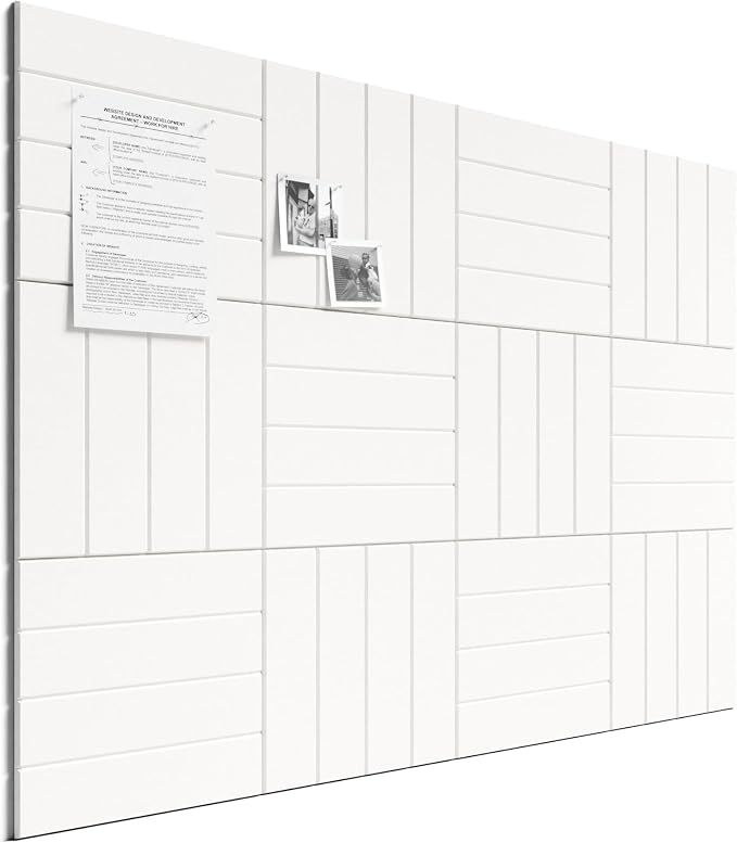 Bumusty 48"x 36" Large Felt Bulletin Board Tiles, Milky White | 12-Pack Cork Board Alternative, Wall Decor, 30 Pushpins, 60 Adhesive Tabs, Vision Board, Office, Classroom, Home, Dorm by BUMUSTY