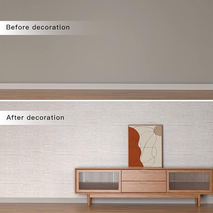 3D Wall Panels - 4PCS 47.2"x23.6" Faux Stone Wall Covering - MCM Modified Clay Material for Home Art, Accent Brick, Modern Exterior/Interior Decoration, Covering 31 sq.ft Reef White - Image 3