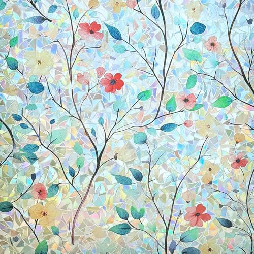 Window Privacy Film Rainbow Window Film – Decorative Static Cling Window Sticker with 3D Stained Glass Effect（11.8 x 78.7 inch） Includes 3 Installation Tools by Unknown