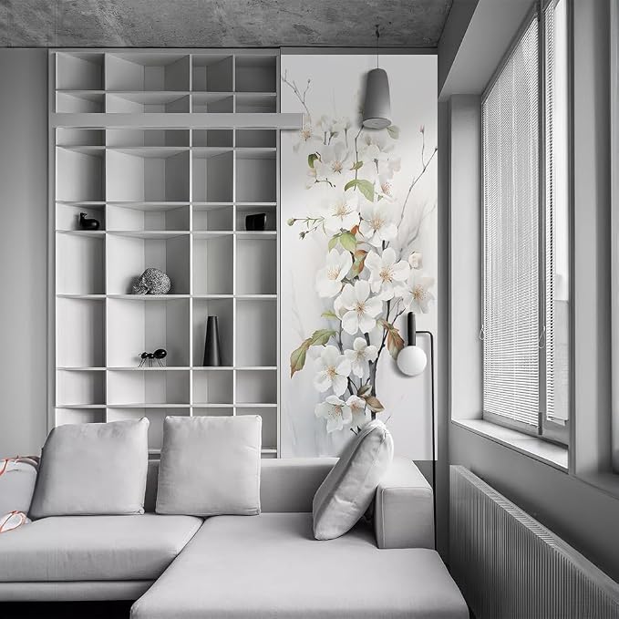 REDAMANCY White Cherry Flowers Tree Peel and Stick Door Vinyl 3D Mural Decals Self-Adhesive, Waterproof, Removable - Image 6