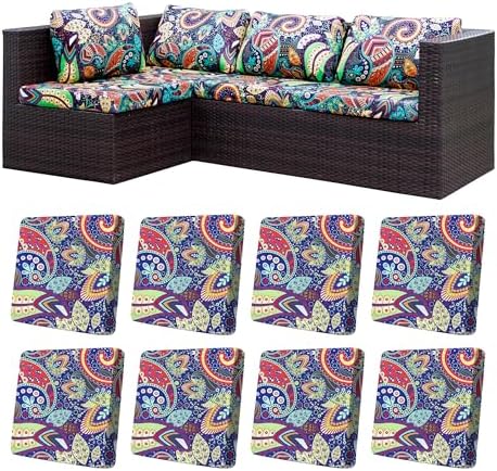 8 Pcs Outdoor Cushion Covers, Patio Sofa Cushion Covers Replacement by BIETYONE