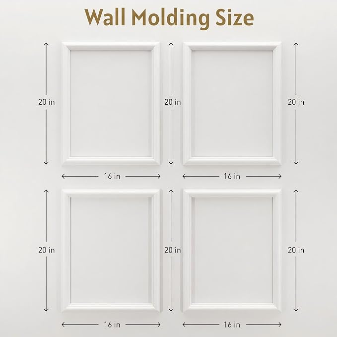 Peel and Stick Wall Molding Set,4 Frames, 16 x 20 Inch | Four 16 x 20 in pre-cut frames offer an easy DIY upgrade for bedrooms, hallways, doors, cabinets, and accent walls. - Image 5