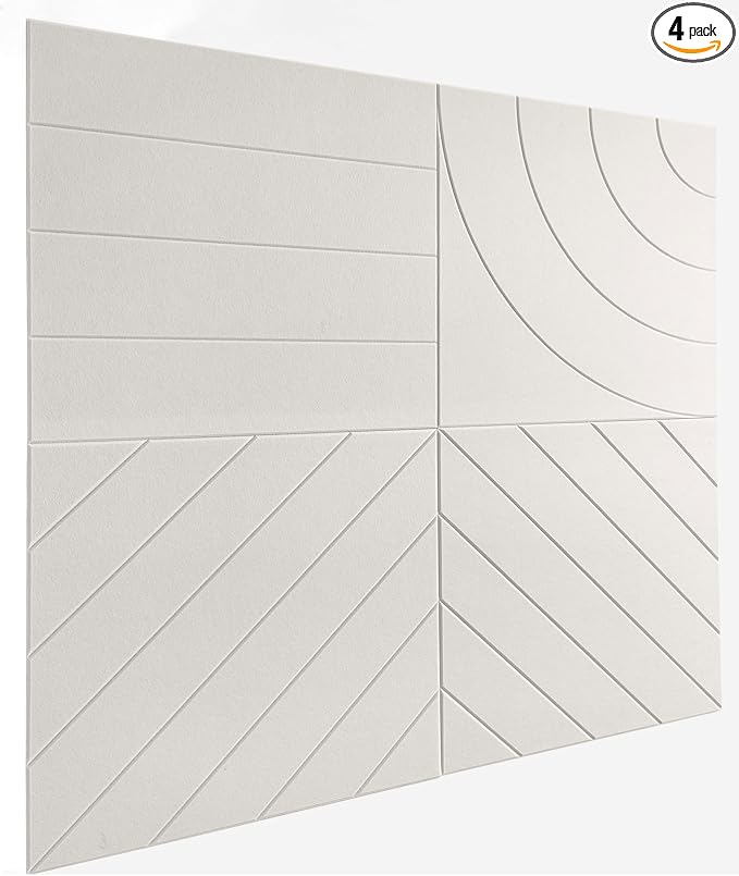 21.65" Large Square Acoustic Panels 4-Pack - Sound Absorbing Wall Panels, Noise Reducing Soundproof Decorative Felt Tiles for Home Office, Studio, Living Room - Beige by DesignerManufacturerofInnovativeBulletinBoardSolutionsforHomeOffice