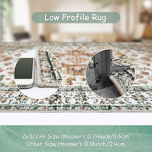 Moynesa Ultra-Thin Washable Runner Rug - 2x6 Bathroom Runner Washable Laundry Room Rug Printed Entryway Carpet Runner, Vintage Pet Friendly Low Pile Runners for Living Bedroom Kitchen, Beige/Gold - Image 5
