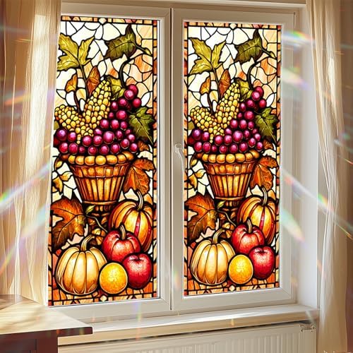 HOMETITUTE Thanksgiving Harvest Basket Privacy Window Cling 18x39 PVC - Image 7
