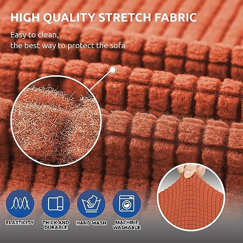 KEKUOU Loveseat Couch Cover, 2 Cushion Couch Slipcover,Pureed Pumpkin - Image 5