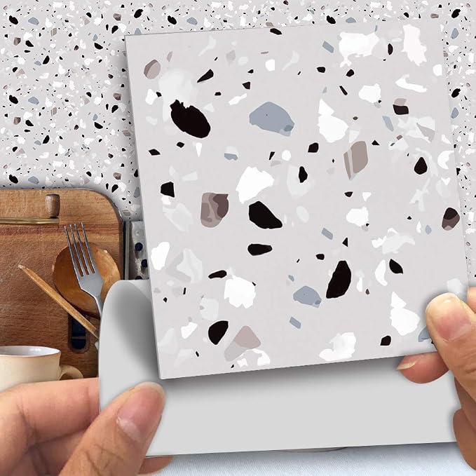 Alwayspon 25 Pcs Self-Adhesive Tile Transfer for Home Decor, Peel and Stick Wall Tile Sticker for Kitchen Bathroom, 4x4inch by Alwayspon