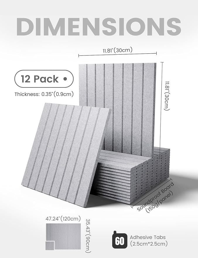 Fluxynara 48" x 36" Large Felt Bulletin Board, Soft Gray | 12 Pack Cork Board Alternative with 60 Safe Adhesive Tabs, Pin Boards for Wall Decor, Home, Office, Classroom,Dorm - Image 2