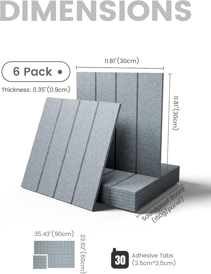 Fluxynara 36" x 24" Large Felt Bulletin Board, Blue Gray | 6 Pack Cork Board Alternative with 30 Safe Adhesive Tabs, Pin Boards for Wall Decor, Home, Office, Classroom,Dorm - Image 2