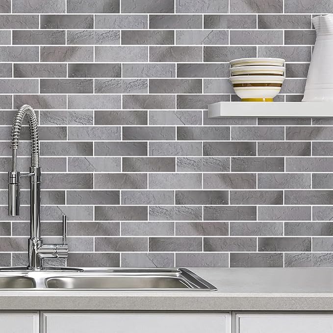 100 Vintage Grey Faux Brick Wall Tiles, 3D Thin Brick Veneers for Bedroom, Bathroom, Kitchen, Fireplace and Fence Wall Panels (14.2 sq ft) - Image 7