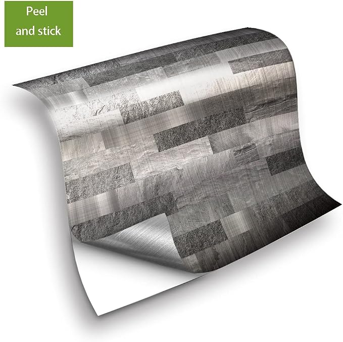 25 Pcs Self-Adhesive Tile Transfer, Peel and Stick Tile Decal, Water-Proof Backsplash Wall Tile Sticker for Kitchen Bathroom Decor, Gray Brick Metal Marble, 8x8inch - Image 5