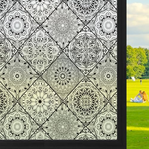 DKTIE Moroccan Lattice Frosted Glass Window Film Decorative 35.4" x 78.7" by Dktie