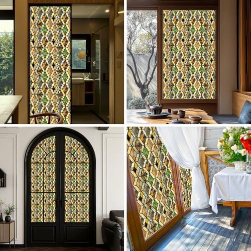 Window UV Protection Rainbow Privacy Film:Non-Adhesive Static Cling Decorative Window Film with Installation Tools,Stained Glass Window Film for Kitchen,Bathroom,and Shower Doors,16.9 x 78.7 inches. - Image 5