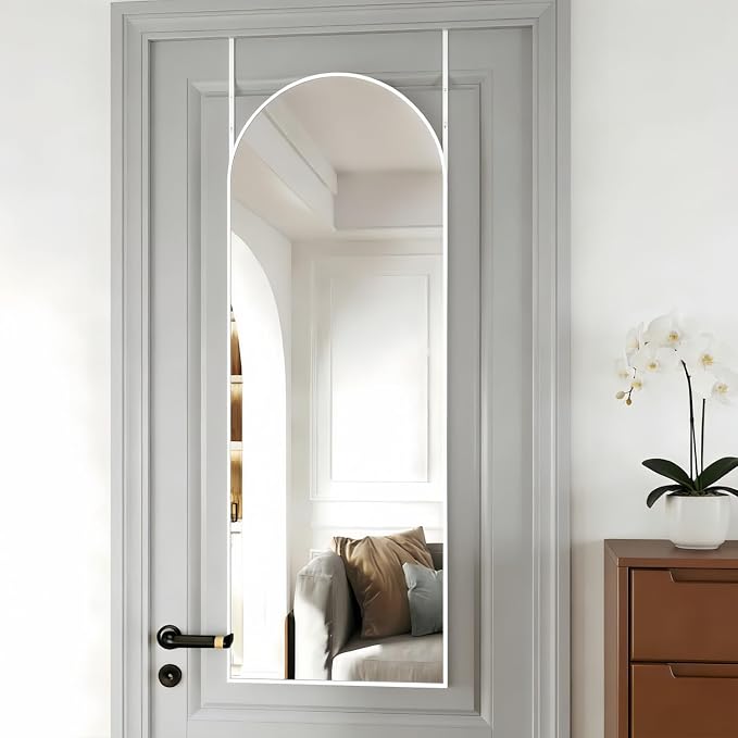 Dewfig 50"x 16" Full Length Door Mirror with Stand, Full Body Mirror, White - Image 6