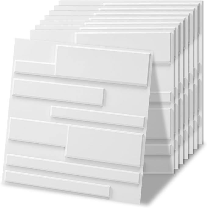 Art3d 100 Pack Decorative 3D Wall Panels, 97 Sq.Feet PVC Interior Wall Décor, 11.8"x11.8", White by Art3d