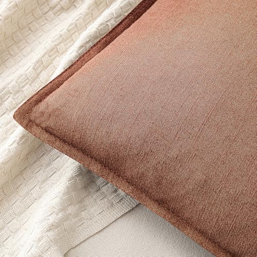 MIULEE Decorative Linen Pillow Covers 18x18 Inch Rust Red - Image 2