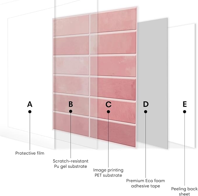 Select 5 Pack Peel and Stick Backsplash Square Tiles, 12x12 in, Pink | Extra Thick 3D Wall Panels, Heat & Water Resistant, Easy DIY Kitchen, Bathroom, Laundry, Fireplace & Rental Home Wall Décor - Image 10