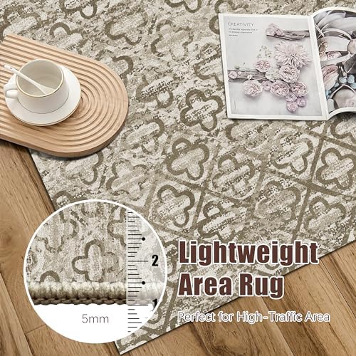 RUGSURE Washable Area Rugs, 9' x 12' - 1/6 Thick - Stain & Water Resistant Non-Slip - Perfect Resistant Rug for Living Room, Bedroom, Nursery, Pet & Child Friendly, Vibrant Colors Rugs, Brown - Image 6
