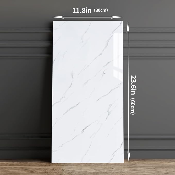 Haimin 3D Wall Panels Peel and Stick Marble Tile Look 10 Pack Waterproof | Lightweight, each 23.6x11.8in, total 19.4 sq ft. Kitchen & bath backsplash, bedroom/living rm decor. Marble-look faux tile. - Image 2