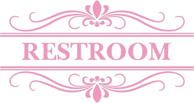 Restroom Sign Wall Decal Vinyl Pink Stickers, Removable Cute Art Design DIY Mural Wallpaper for Women Restroom Bathroom Washroom WC Toilet Office Home Decoration | Removable, Cute Art Design, For Women Restroom Bathroom Washroom WC Toilet, DIY Mural Wa... by Thovorrnl