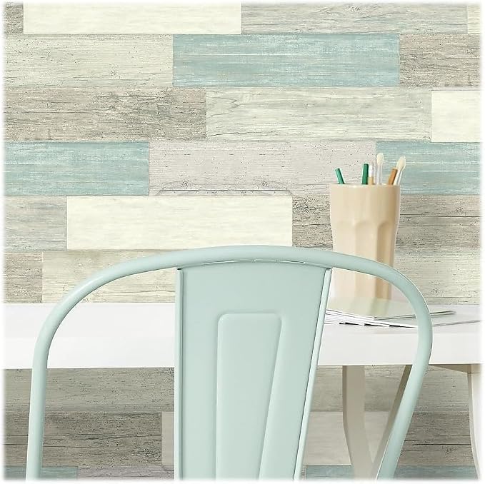 RoomMates RMK3696GM Distressed Barn Wood Plank Blue Peel and Stick Giant Wall Decals, Black, 2 Sheets 17.25 inches x 36.5 inches - Image 4