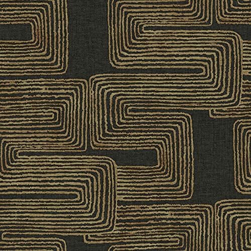 RoomMates RMK12213PL Nikki Chu Black and Metallic Gold Zulu Signature Peel and Stick Wallpaper - Image 5